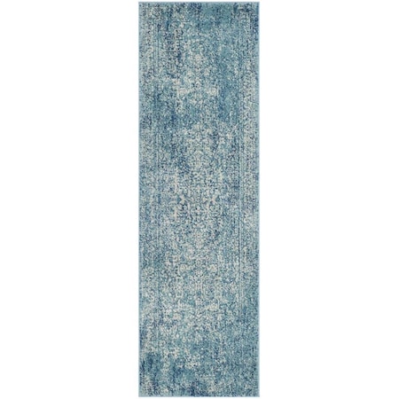 Safavieh Evoke Power Loomed Runner Area Rug, Blue and Ivory - 2 ft.-2 in. x 13 ft. EVK256C-213